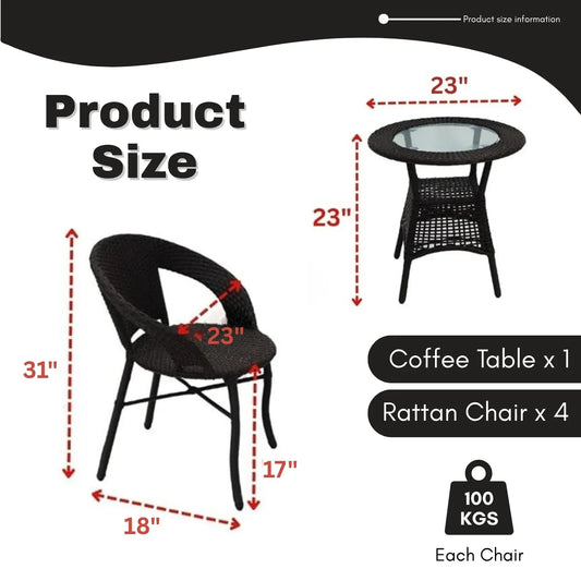 Falak 5-Piece Outdoor Rattan Wicker Patio Bistro Set
