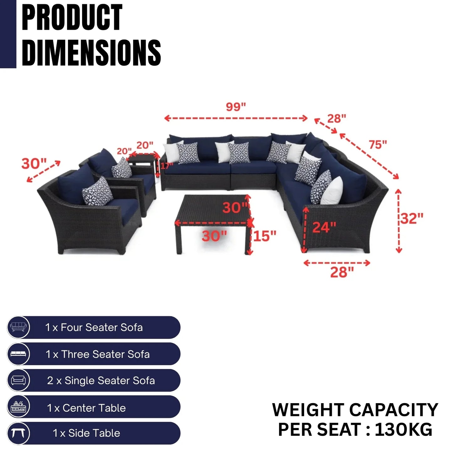 Calista All Weather Outdoor Wicker Garden L-Shape Sectional Conversation Set