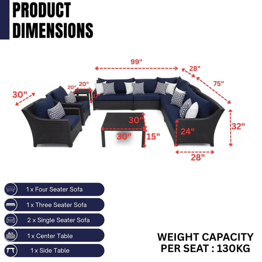 Calista All Weather Outdoor Wicker Garden L-Shape Sectional Conversation Set