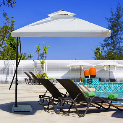 Eshwari 10ft Side Pole Square Shape Outdoor Umbrella With Marble Base (White)