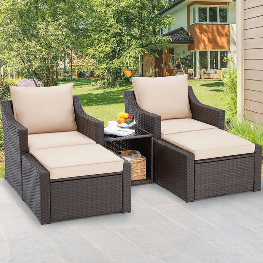 Romilly Outdoor Wicker 5-Piece Patio Sofa Set