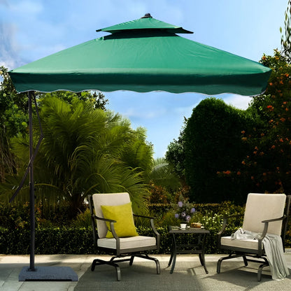 Vanya 10ft Side Pole Square Shape Outdoor Umbrella With Marble Base (Green)