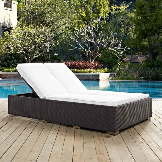 Zinia Outdoor All-Weather Rattan Wicker Chaise Lounge Chair Set of 2