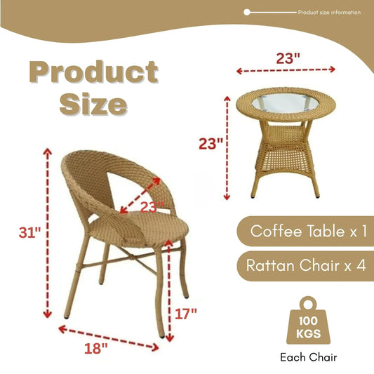 Tatiana 5-Piece Outdoor Rattan Wicker Patio Bistro Set