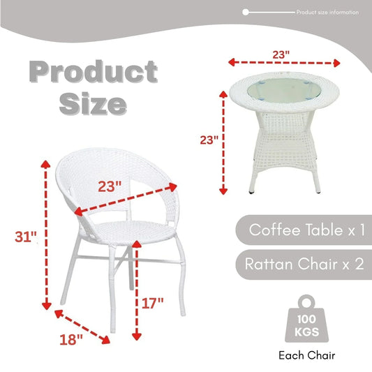 Zohra 3-Piece Outdoor Rattan Wicker Patio Bistro Set