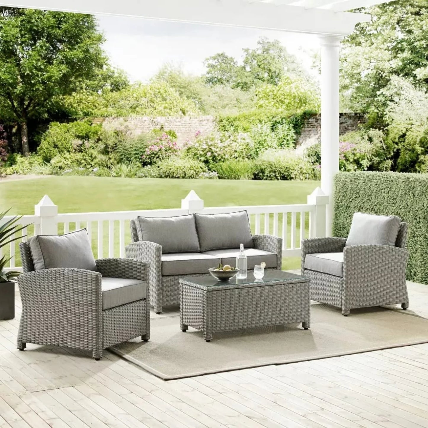 Qirat 4 Pieces Patio Furniture Set, Outdoor Sectional Sofa