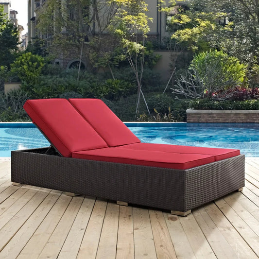 Akshara Outdoor All-Weather Rattan Wicker Chaise Lounge Chair Set of 2