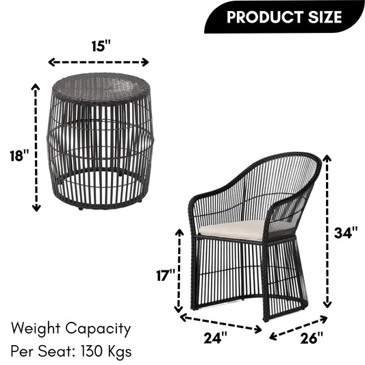 Freya 3-Piece Outdoor Rattan Wicker Patio Set