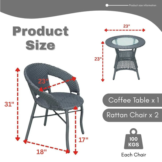 Soraya 3-Piece Outdoor Rattan Wicker Patio Bistro Set