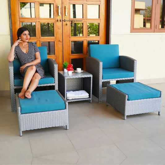 Anushka Outdoor 5 Piece Patio Wicker All Weather Sectional Furniture Set