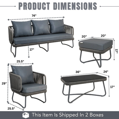 Callista Outdoor Rope 6-Seater Sofa Set