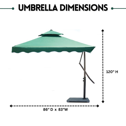 Vanya 10ft Side Pole Square Shape Outdoor Umbrella With Marble Base (Green)