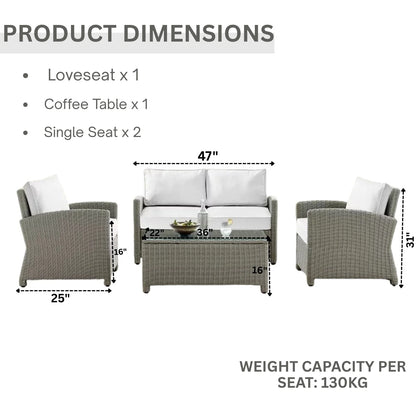 Scarlett 4 Pieces Patio Furniture Set, Outdoor Sectional Sofa