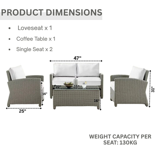 Scarlett 4 Pieces Patio Furniture Set, Outdoor Sectional Sofa