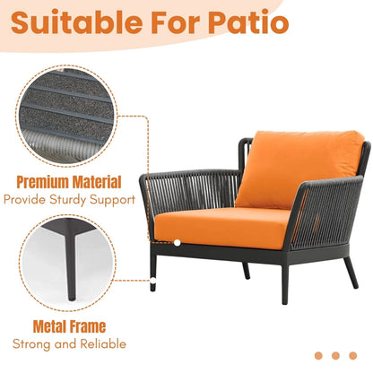Amulya Outdoor 3 Piece All-Weather Rope Patio Set