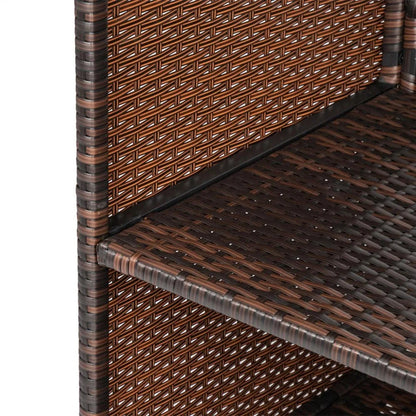 Pilar Outdoor Rattan Wicker Bar Table With Storage Selves