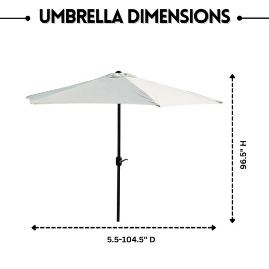 Lin 9ft White Color Outdoor Patio Umbrella with Centre Pole