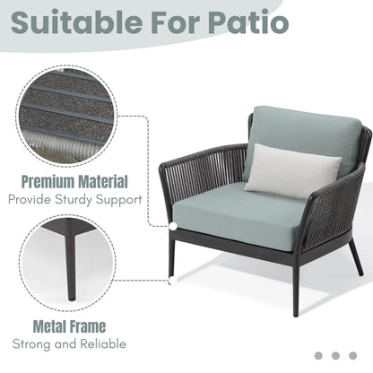 Binita Outdoor 3 Piece All-Weather Rope Patio Set