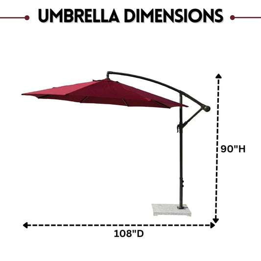 Chipo 9 Ft Outdoor Offset Cantilever Patio Umbrella with Marble Base