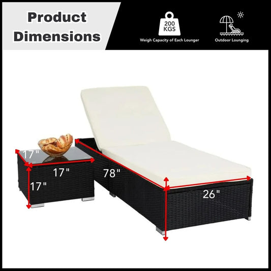 Zinnia Outdoor Wicker Lounge Chairs Set of 2 With Side Table