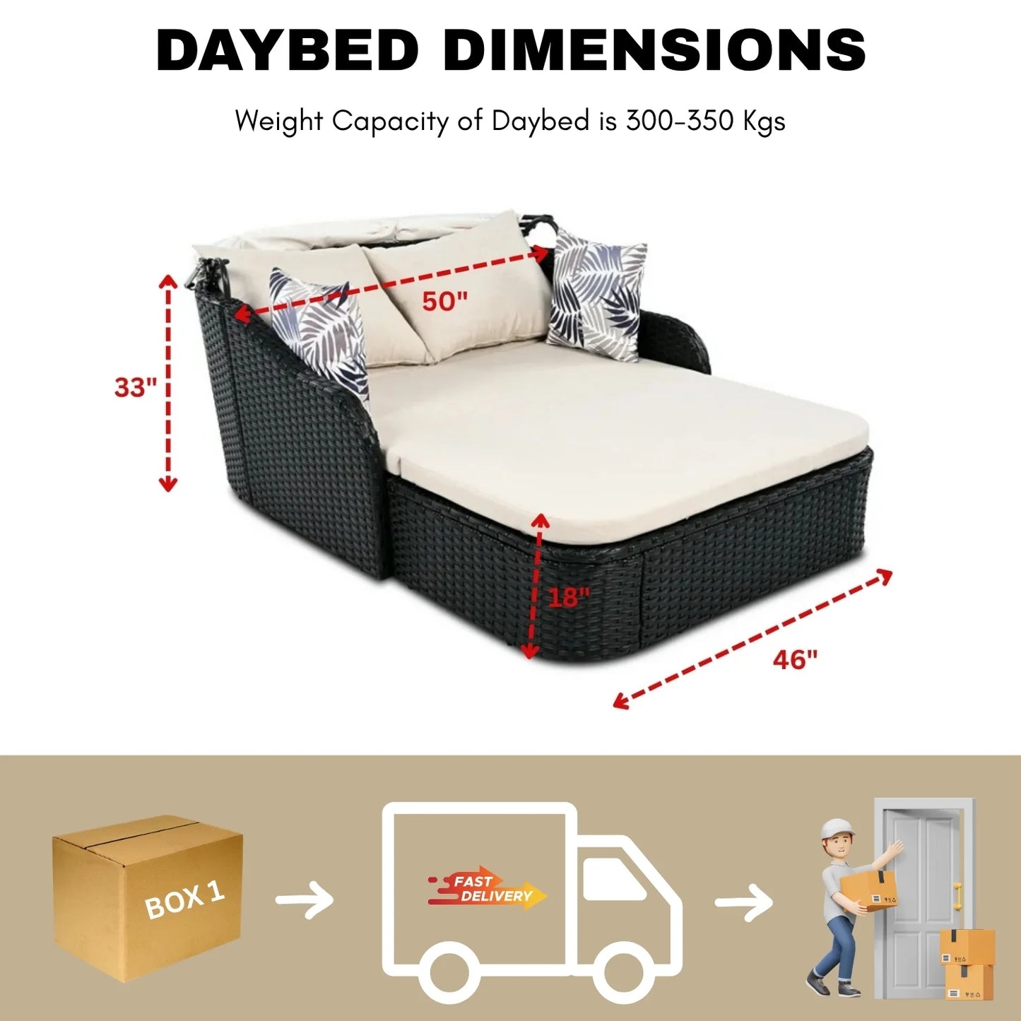 Abiola Outdoor Rattan Wicker Double Seater Canopy Daybed
