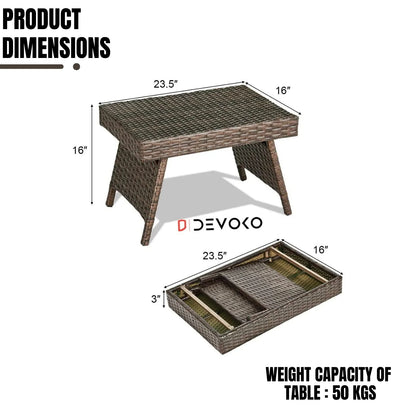 Ayotunde Outdoor Rattan Wicker Foldable Table