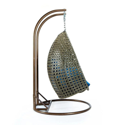 Guo Double Seater Hanging Swing Chair (Dark Brown/Royal Blue)