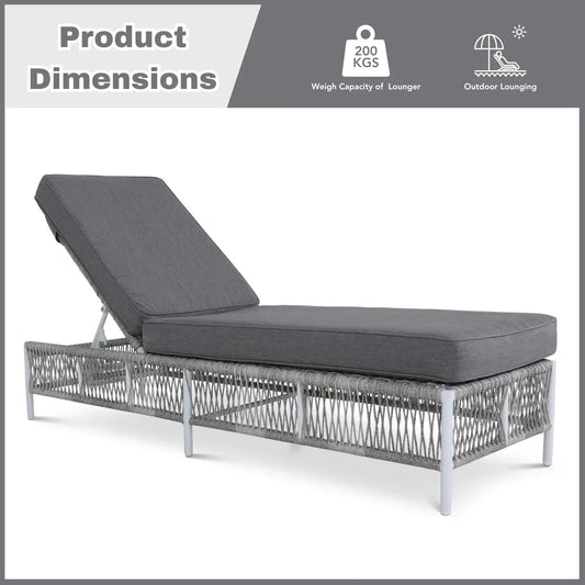 Fiora Outdoor Rope Lounge Chairs Set of 2 with Thick Cushions