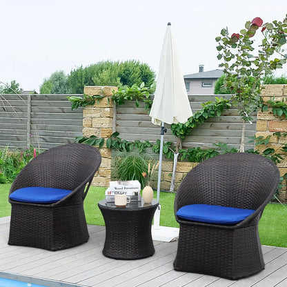 Solana 3-Piece Outdoor Rattan Wicker Patio Set