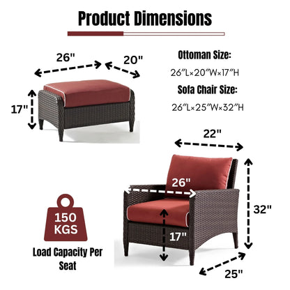 Gitali Outdoor 4 Piece Patio Wicker Furniture Set