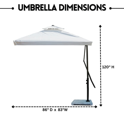 Eshwari 10ft Side Pole Square Shape Outdoor Umbrella With Marble Base (White)