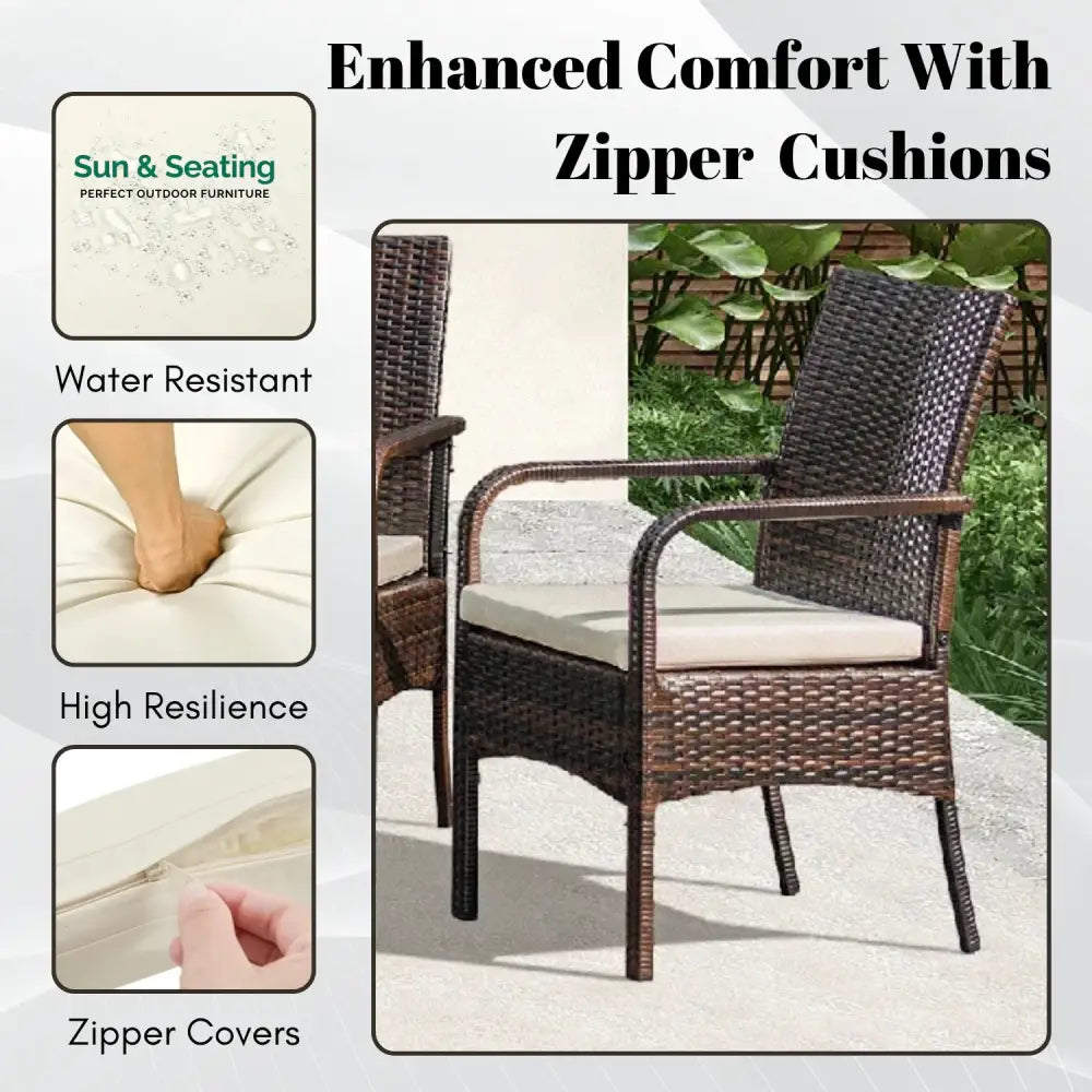 4-Piece Outdoor Rattan Wicker Patio Dining Chairs Dinning Chairs