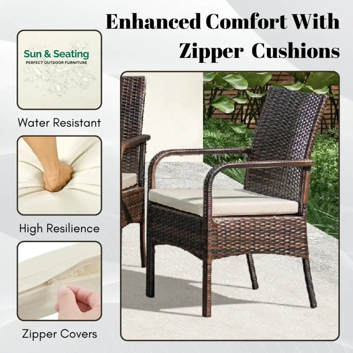 4-Piece Outdoor Rattan Wicker Patio Dining Chairs Dinning Chairs