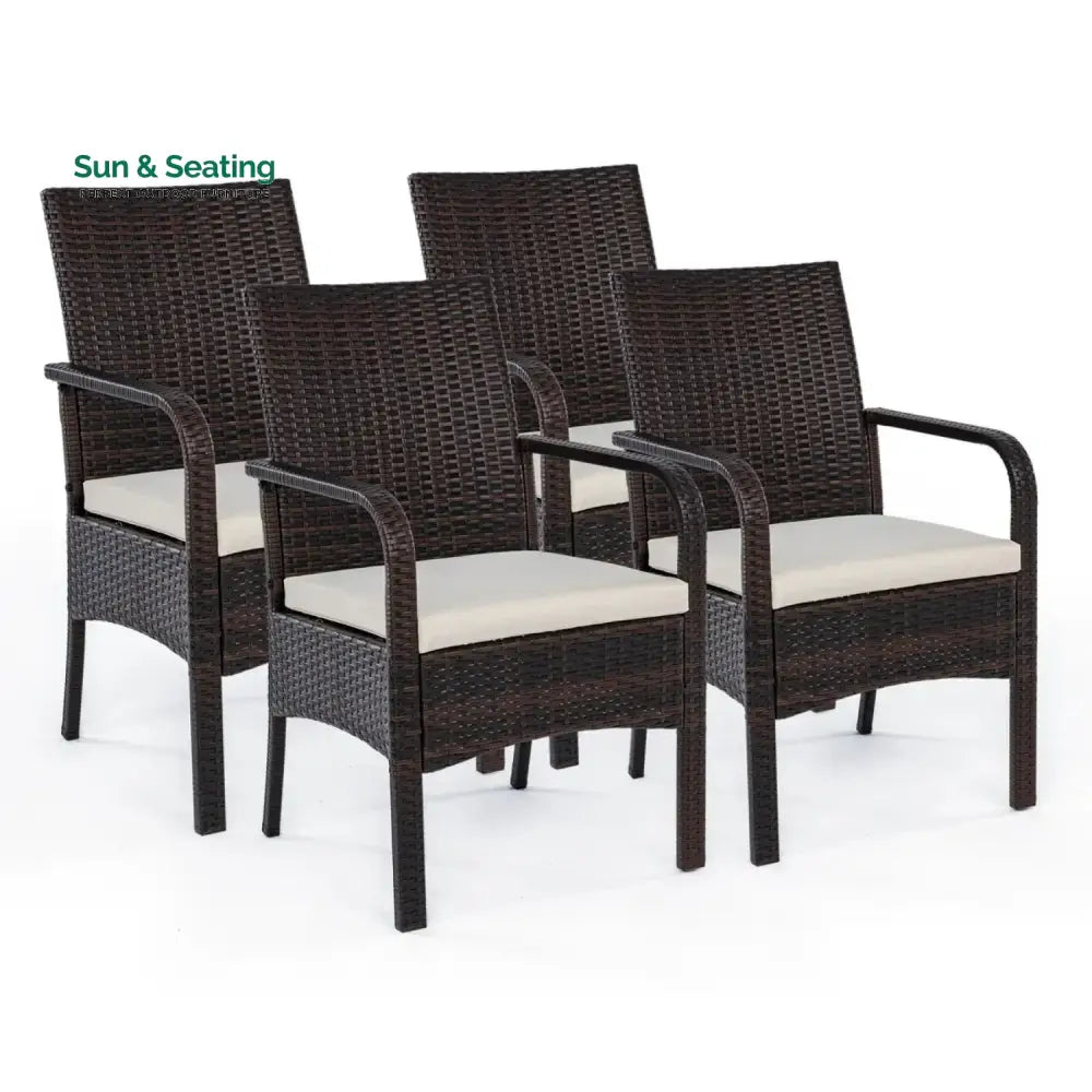 4-Piece Outdoor Rattan Wicker Patio Dining Chairs Dinning Chairs