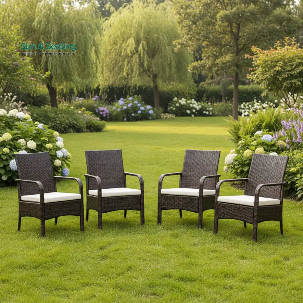 4-Piece Outdoor Rattan Wicker Patio Dining Chairs Dinning Chairs