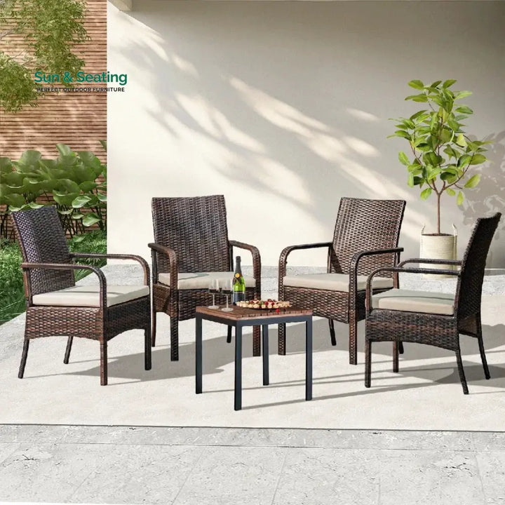 4-Piece Outdoor Rattan Wicker Patio Dining Chairs Dinning Chairs