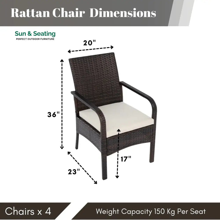 4-Piece Outdoor Rattan Wicker Patio Dining Chairs Dinning Chairs