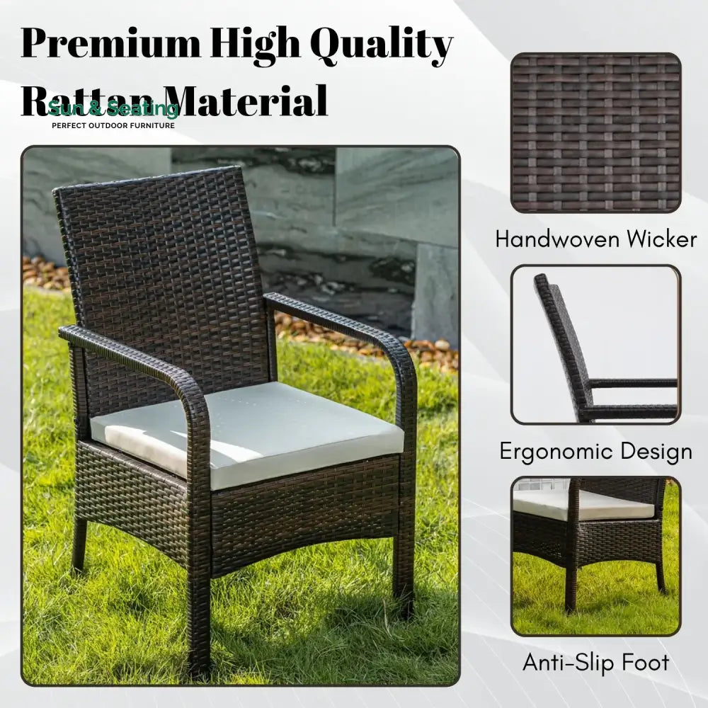 4-Piece Outdoor Rattan Wicker Patio Dining Chairs Dinning Chairs