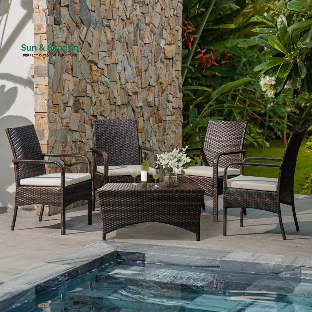 4-Piece Outdoor Rattan Wicker Patio Dining Chairs Dinning Chairs