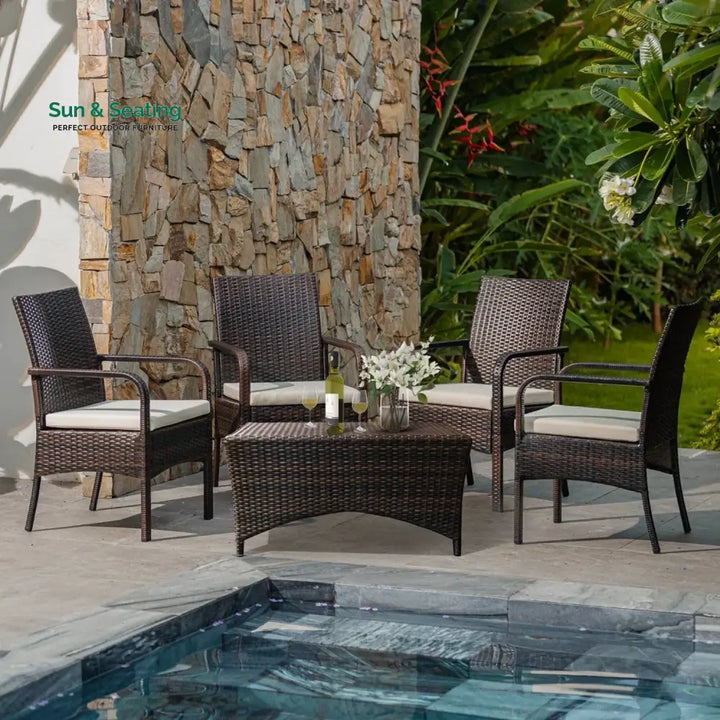 4-Piece Outdoor Rattan Wicker Patio Dining Chairs Dinning Chairs