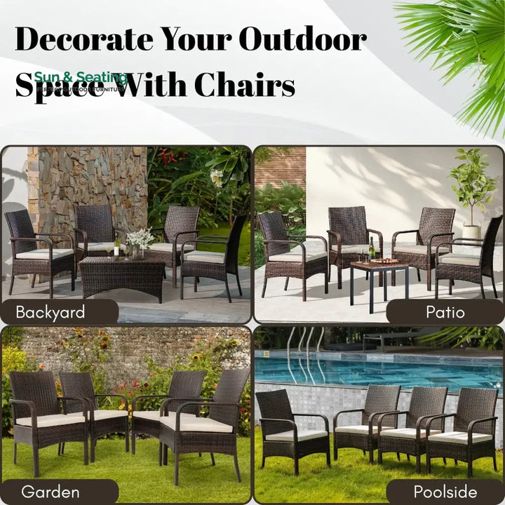 4-Piece Outdoor Rattan Wicker Patio Dining Chairs Dinning Chairs