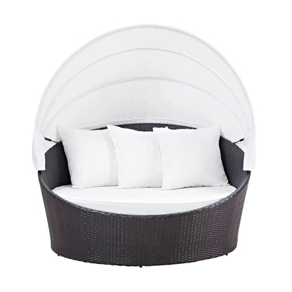 Adama Outdoor Rattan Wicker Patio Daybed with Retractable Canopy