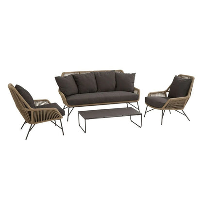 Sophie 4-Piece Outdoor Rope Patio Conversation Loveseat Furniture