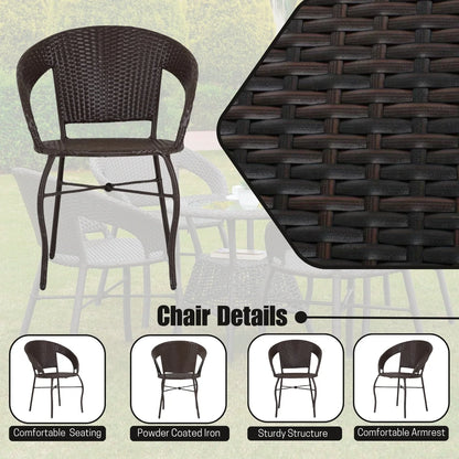 Falak 5-Piece Outdoor Rattan Wicker Patio Bistro Set
