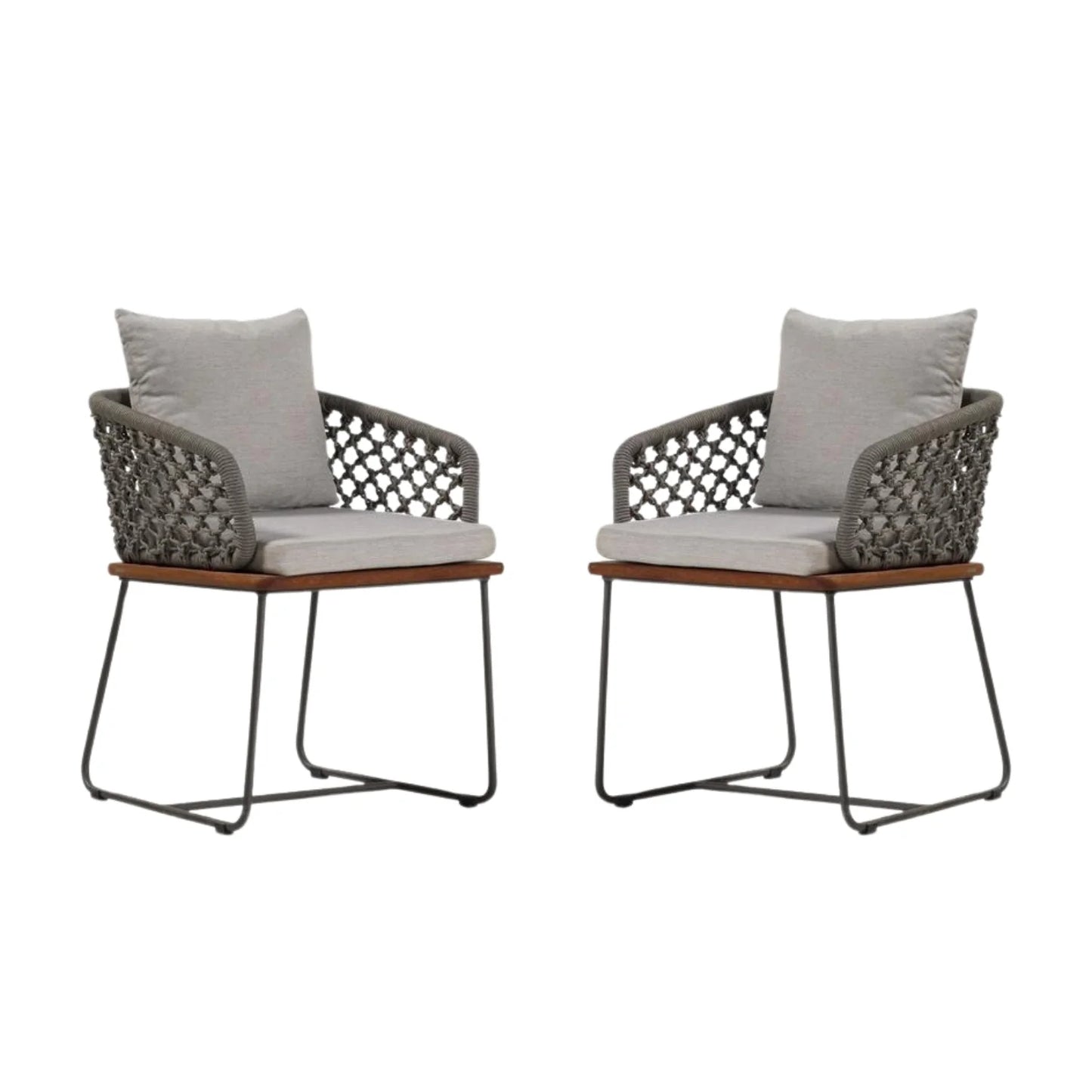 Adelyn Outdoor Rope 2-Piece Patio Chairs With Wooden Base