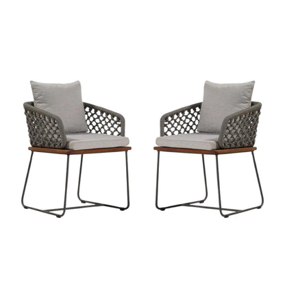Adelyn Outdoor Rope 2-Piece Patio Chairs With Wooden Base