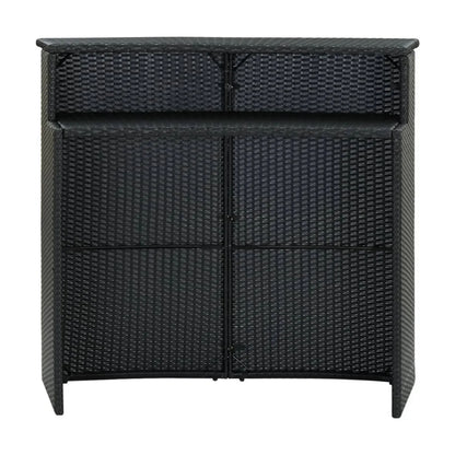 Francisca Outdoor Rattan Wicker Bar Table With a High-Top Design & Integrated Storage Shelf