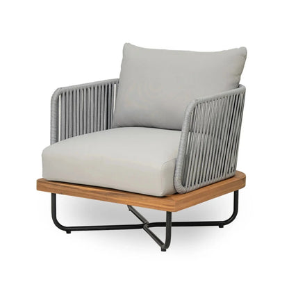 Oindrila Outdoor 6-Piece Rope Woven Conversation Sofa Set with Wooden Top Table