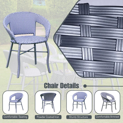 Mercedes 5-Piece Outdoor Rattan Wicker Patio Bistro Set