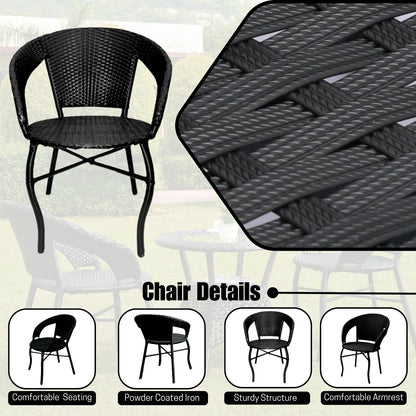 Sumire 3-Piece Outdoor Rattan Wicker Patio Bistro Set